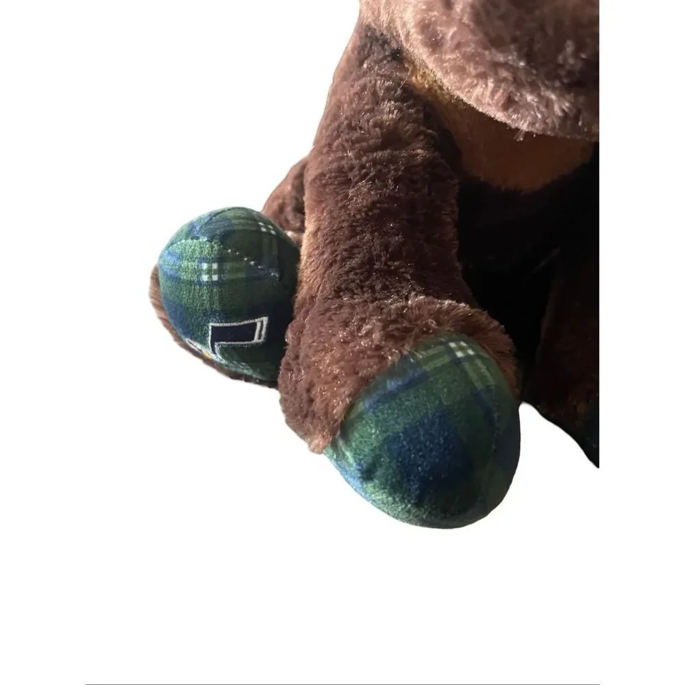 Foco Brown Green Buffalo Plaid Antlers Jazz Moose Plush Stuffed Animal 12”